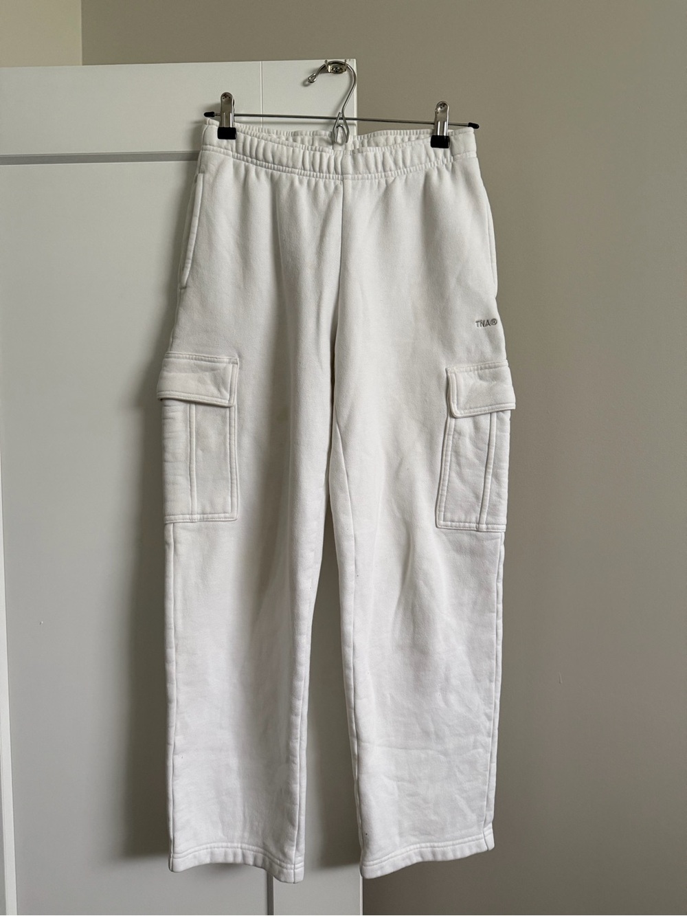 TNA White Cargo Track Pants with Utility Pockets